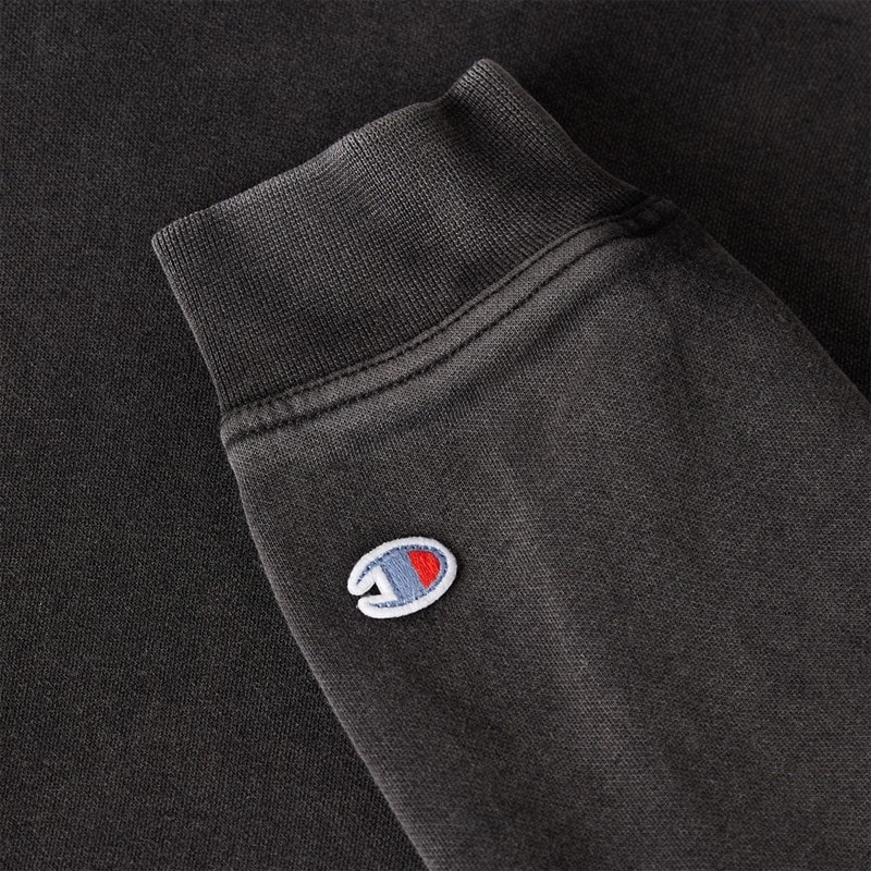 Champion Mens Icons Washed Logo Hoodie Black - Image 5