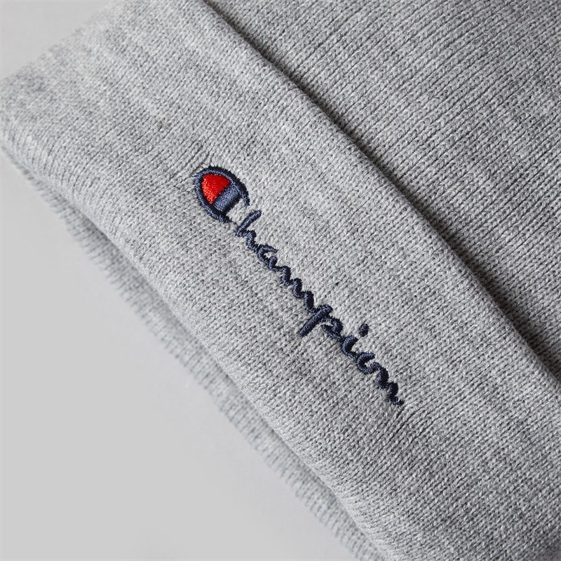 Champion Mens Heritage Script Logo Beanie Hat Heather Grey - Image 2