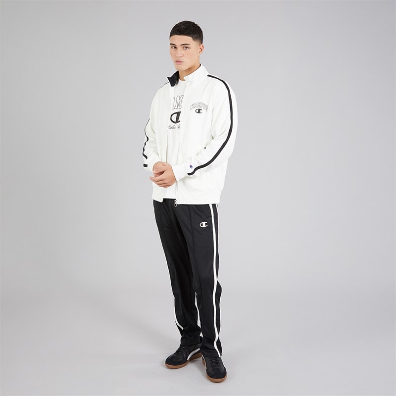 Champion Mens State Of Play Varsity Logo Back Graphic Track Top White/Black - Image 4