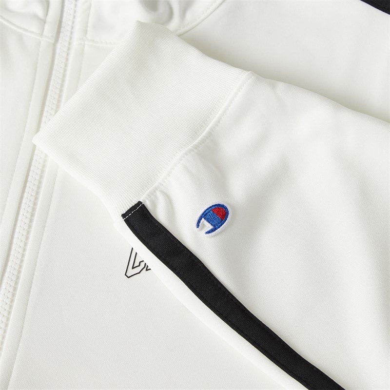 Champion Mens State Of Play Varsity Logo Back Graphic Track Top White/Black - Image 5
