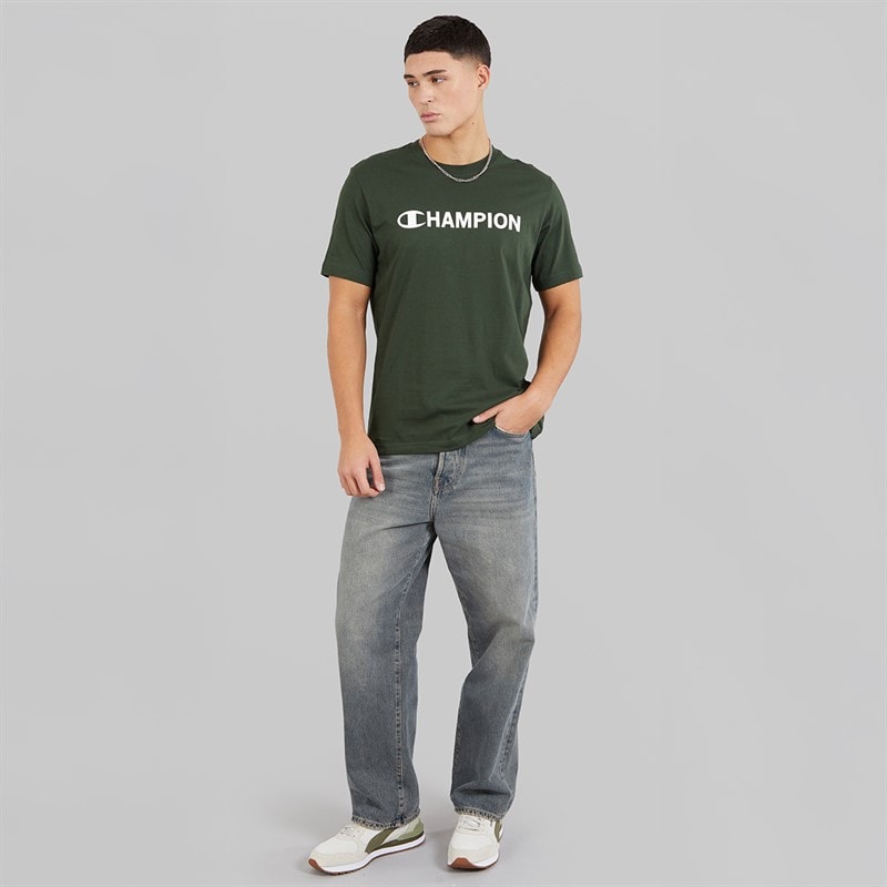 Champion Mens Graphic Shop Logo T-Shirt Military Green - Image 4