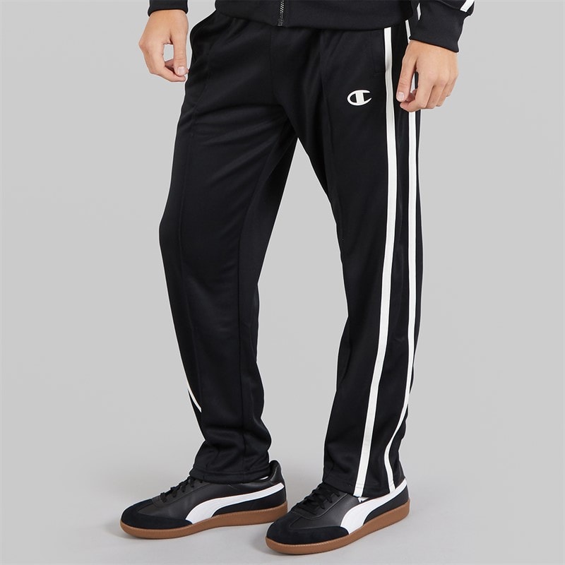 Champion Mens State Of Play Logo Straight Hem Track Pants Black/White - Image 2