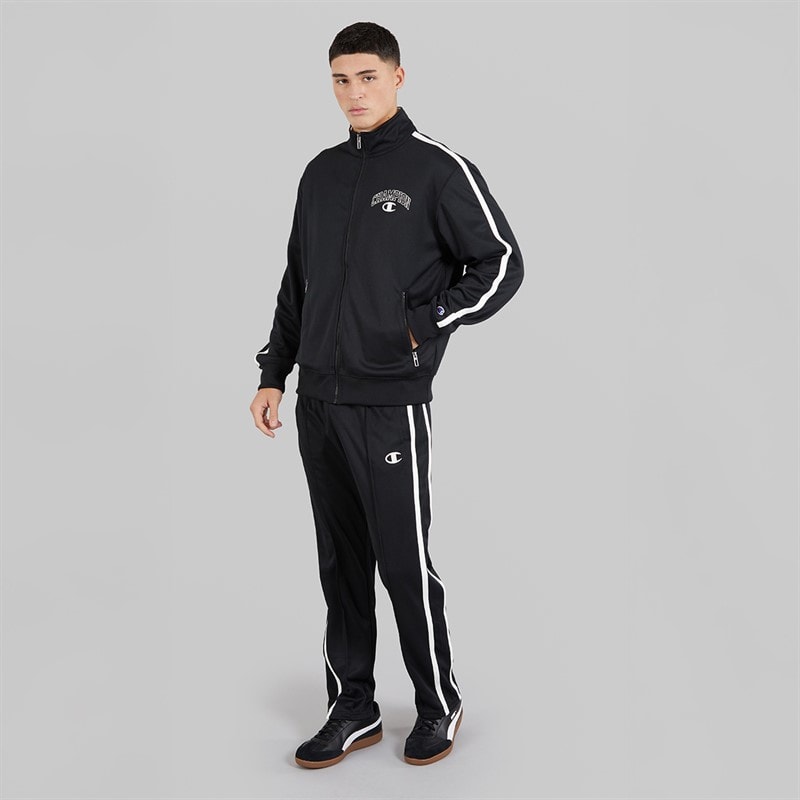 Champion Mens State Of Play Logo Straight Hem Track Pants Black/White - Image 4