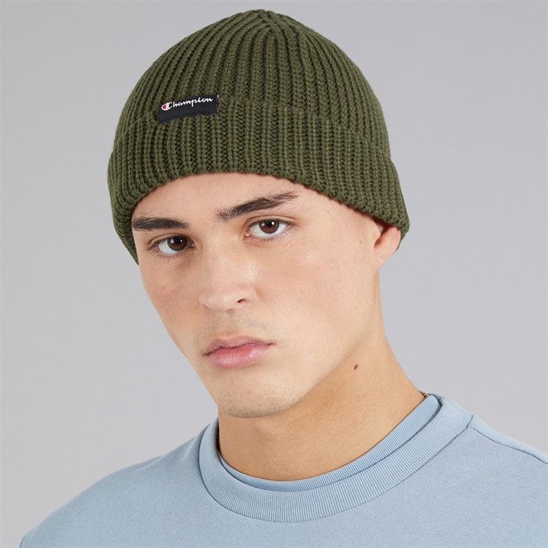 Champion Mens Logo Watchman Beanie Hat Khaki