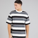 Champion Mens State Of Play Logo Striped T-Shirt White/Grey/Black