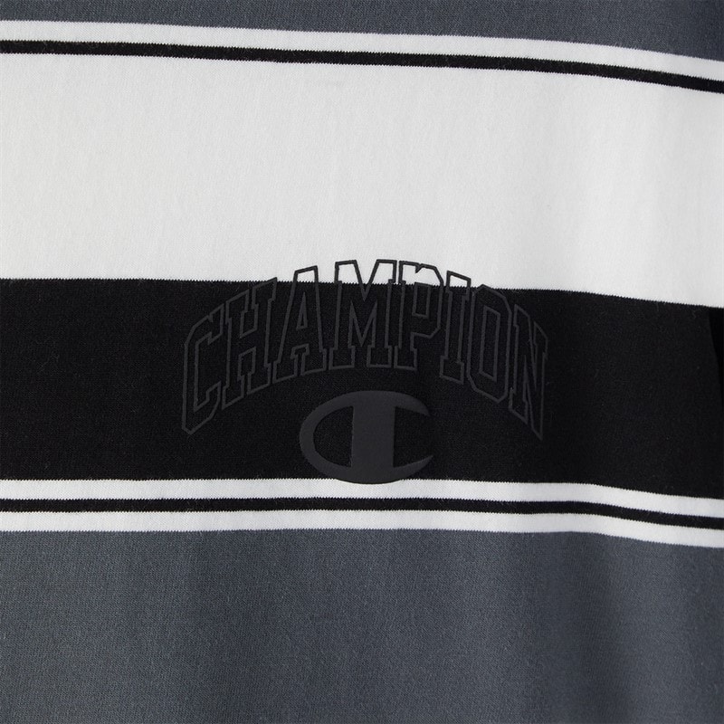 Champion Mens State Of Play Logo Striped T-Shirt White/Grey/Black - Image 3