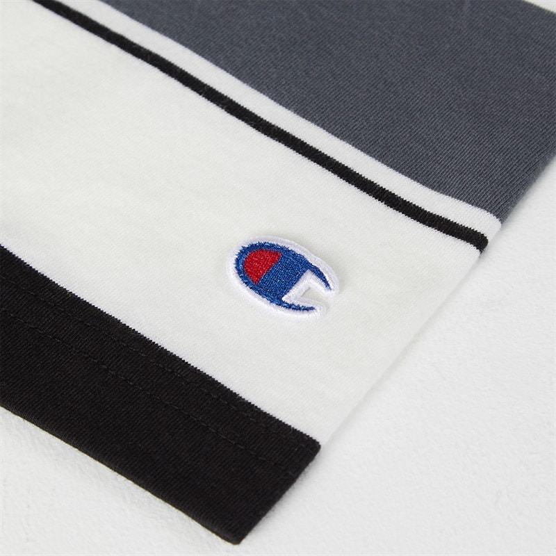 Champion Mens State Of Play Logo Striped T-Shirt White/Grey/Black - Image 5