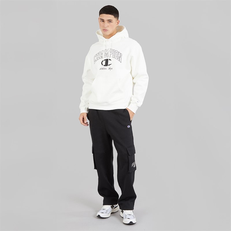 Champion Mens State Of Play Varsity Logo Hoodie White - Image 4