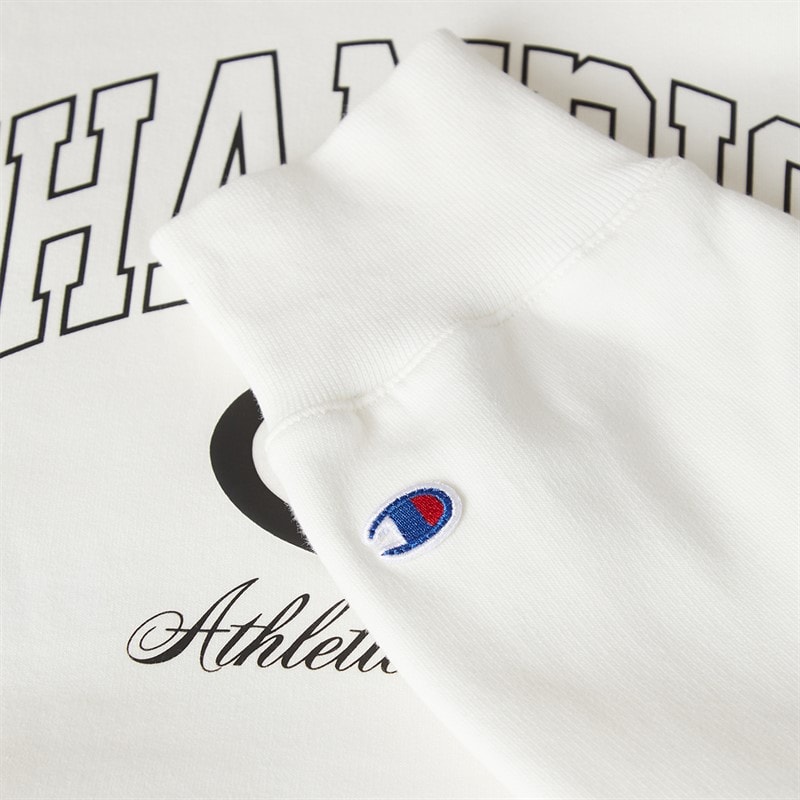 Champion Mens State Of Play Varsity Logo Hoodie White - Image 5