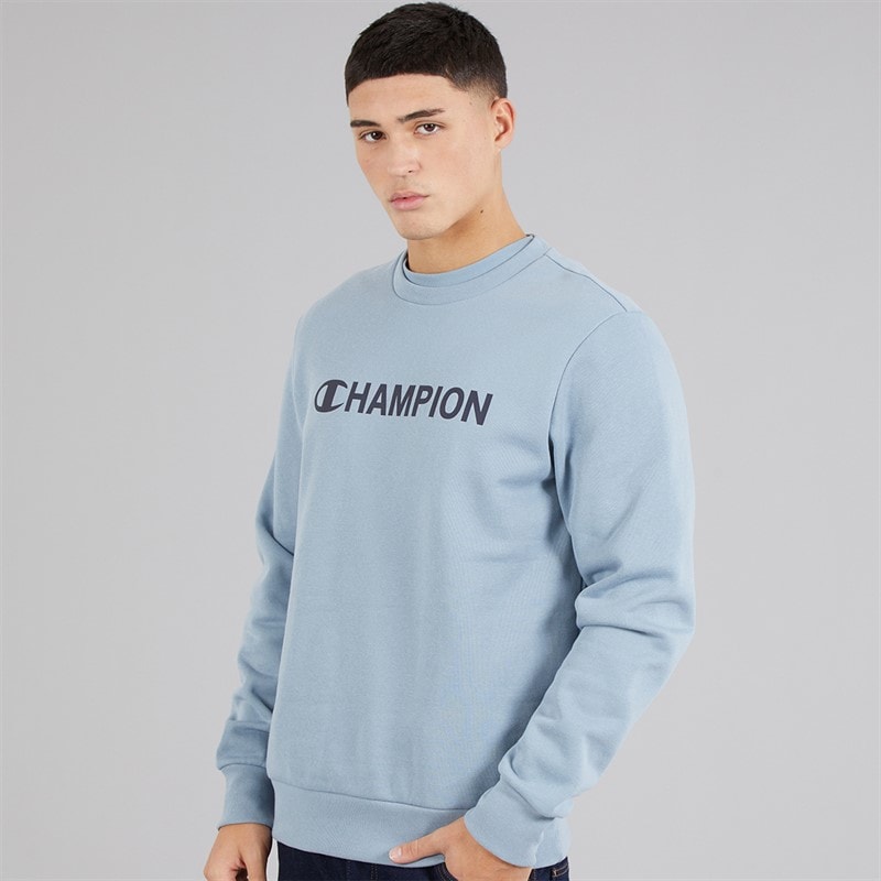 Champion Mens Graphic Shop Logo Sweatshirt Light Blue - Image 1