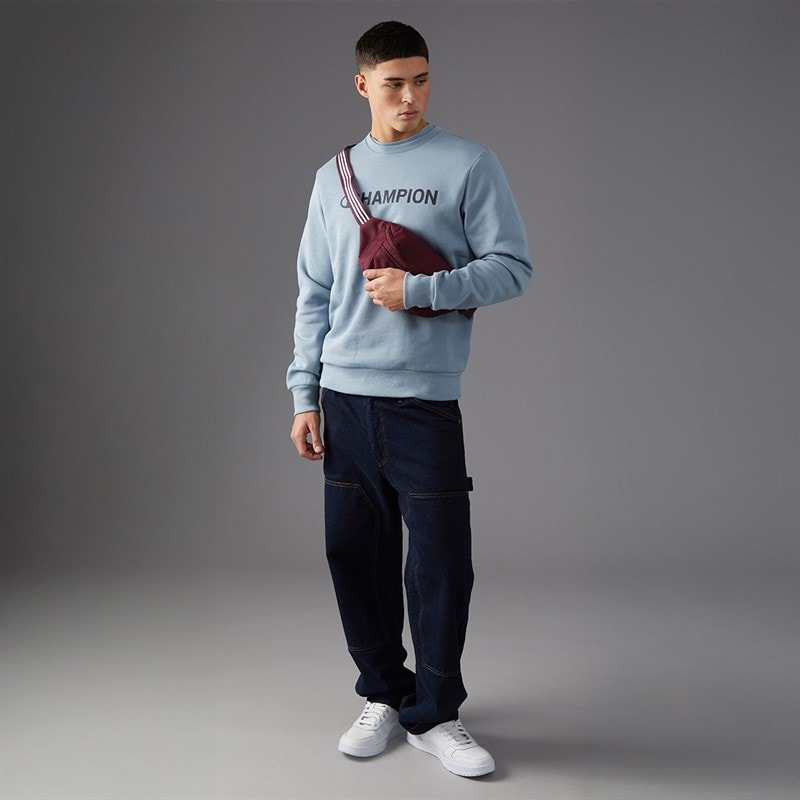 Champion Mens Graphic Shop Logo Sweatshirt Light Blue - Image 4