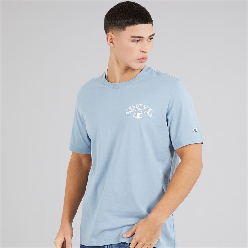 Champion Mens State Of Play Logo Back Graphic T-Shirt Light Blue - Image 2