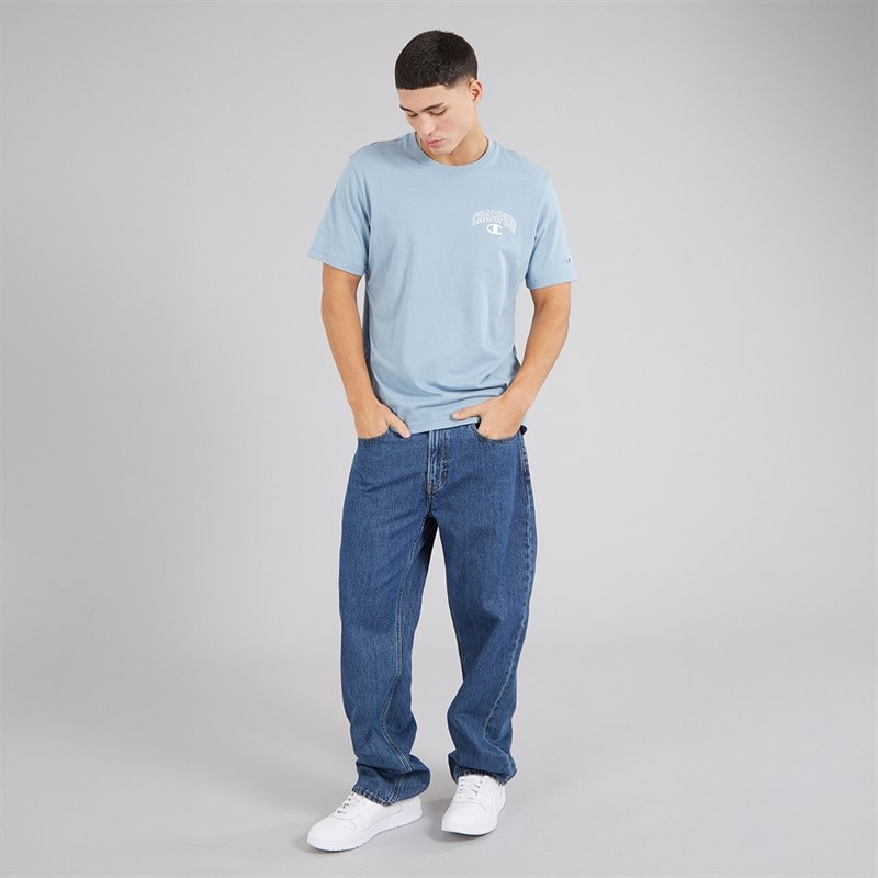 Champion Mens State Of Play Logo Back Graphic T-Shirt Light Blue - Image 4