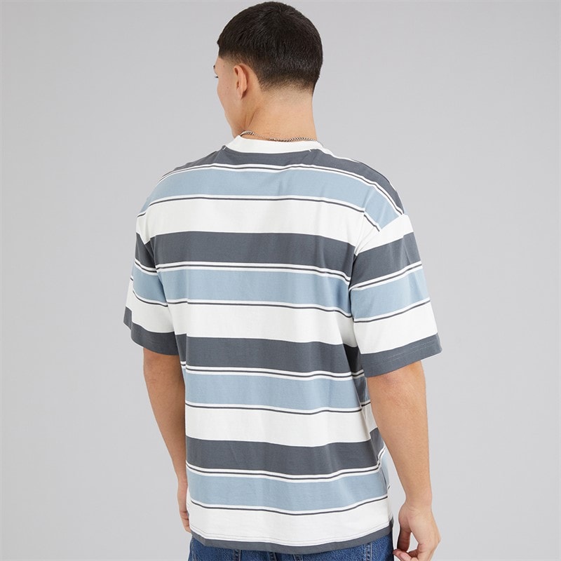 Champion Mens State Of Play Logo Striped T-Shirt White/Grey/Light Blue - Image 2