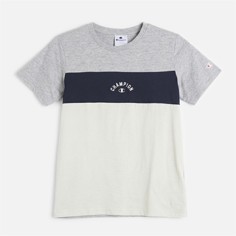 Champion Junior Icos Plus Logo T-Shirt Grey/Navy/White