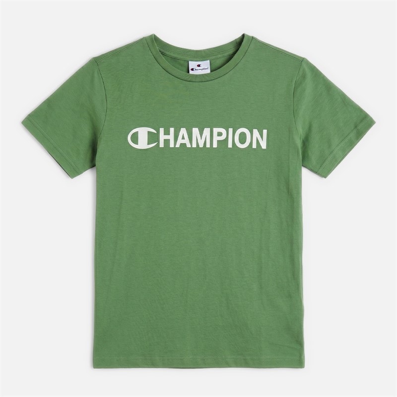 Champion Junior Graphic Shop T-Shirt Green Grey Marl