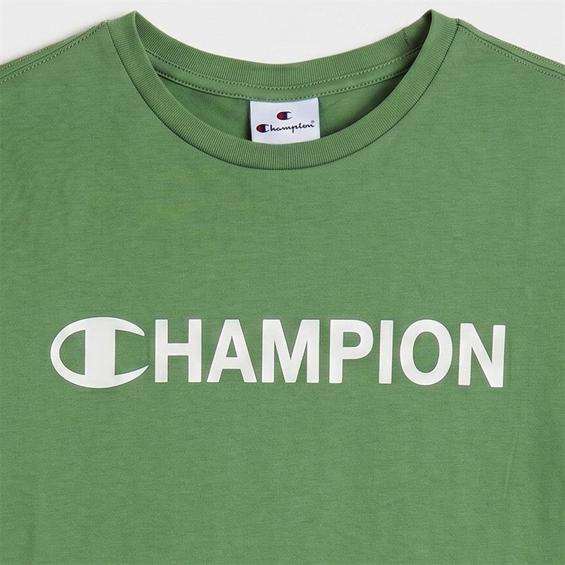 Champion Junior Graphic Shop T-Shirt Green Grey Marl - Image 2