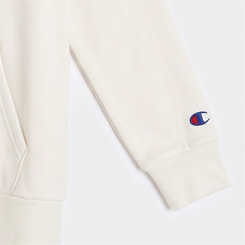 Champion Junior Icons Tonal Logo Hoodie Cream White - Image 3