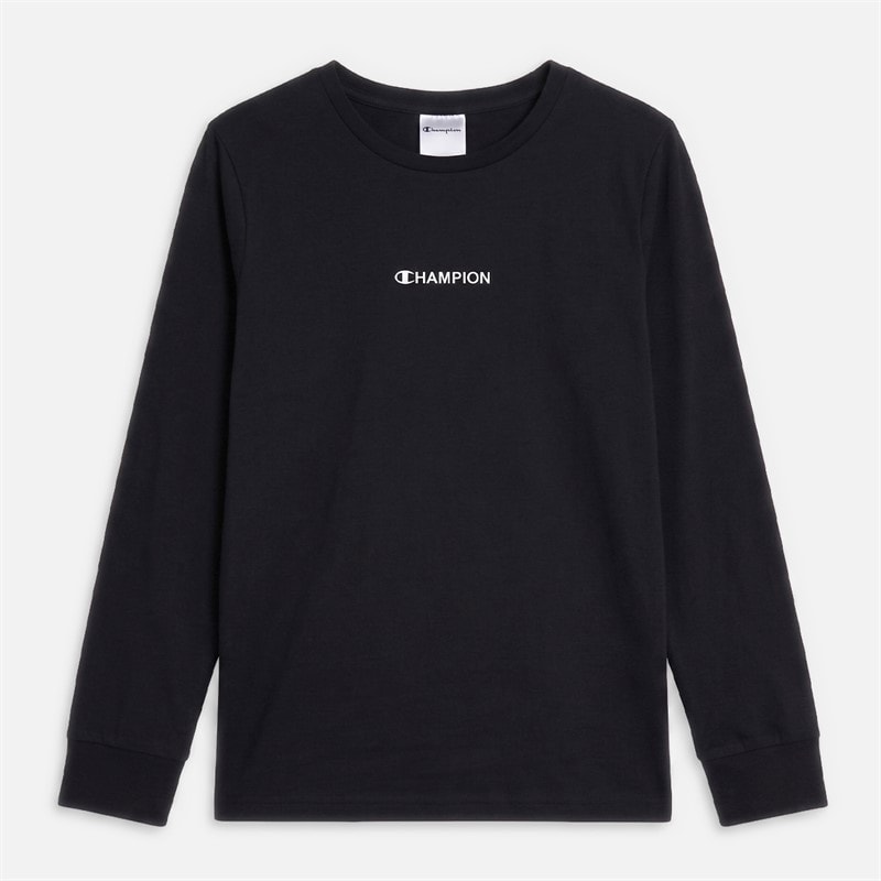 Champion Junior Graphic Shop Long Sleeve T-Shirt Black