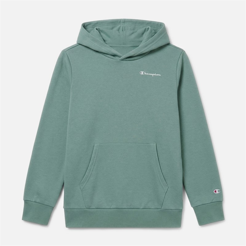 Champion Junior Core Heritage Logo Hoodie Light Green Light Blue