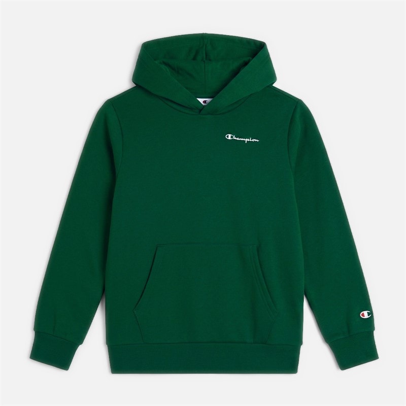 Champion Junior Core Heritage Logo Hoodie Forest Green