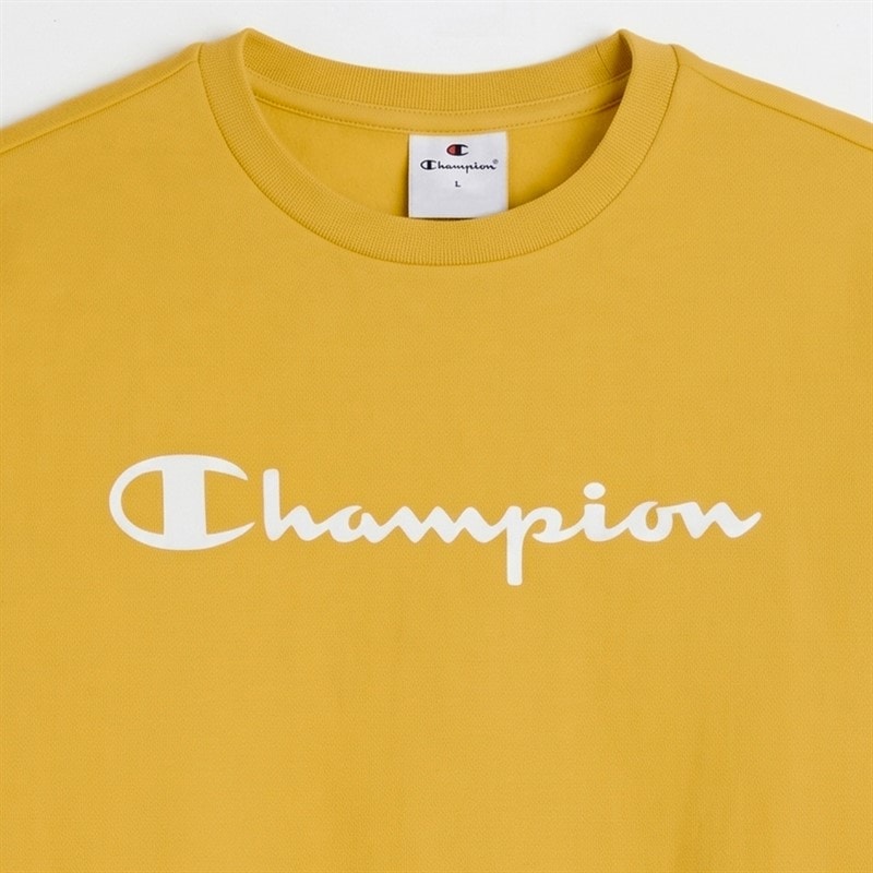 Champion Junior Script Shop Logo Sweatshirt Yellow - Image 2