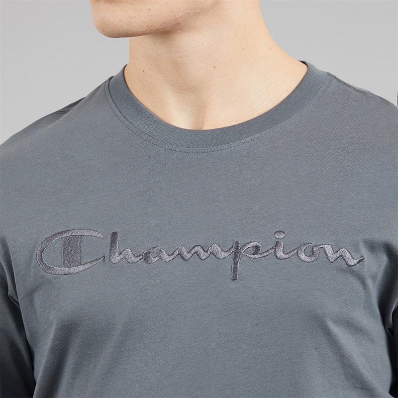 Champion Mens Icons Logo Long Sleeve T-Shirt Flint Grey - Image 3