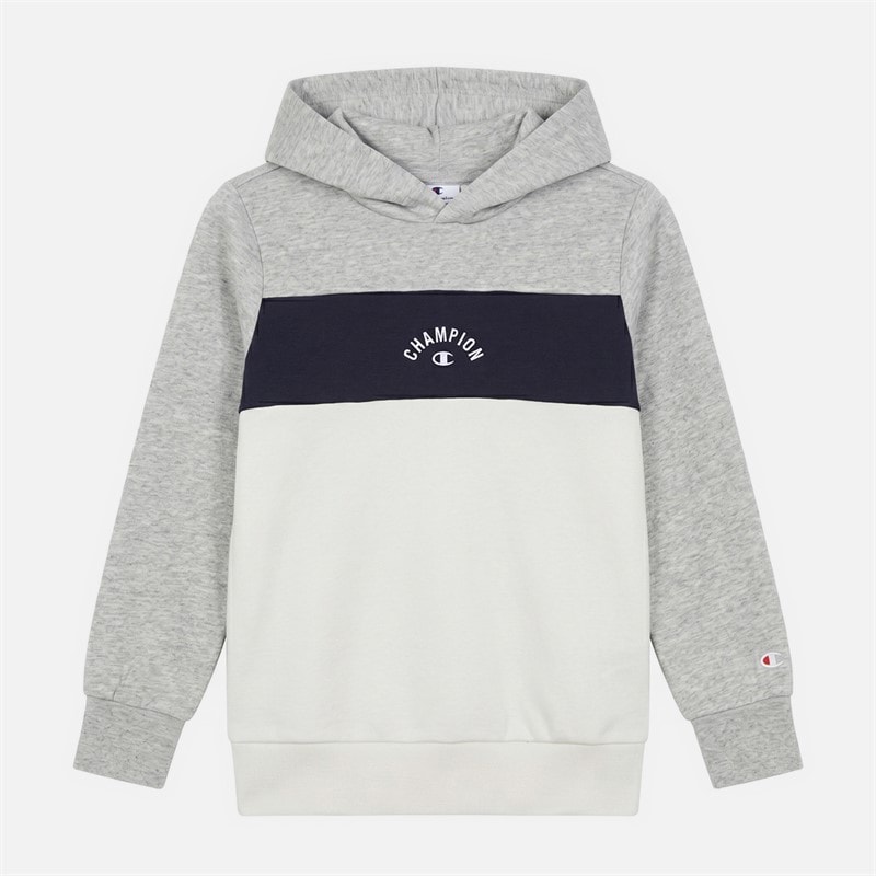 Champion Junior Icos Plus Logo Hoodie Grey/Navy/White