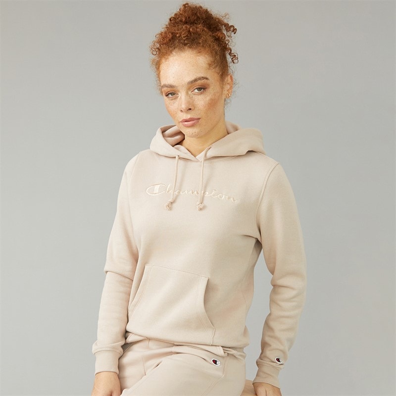 Champion Womens Icons Tonal Logo Hoodie Cream
