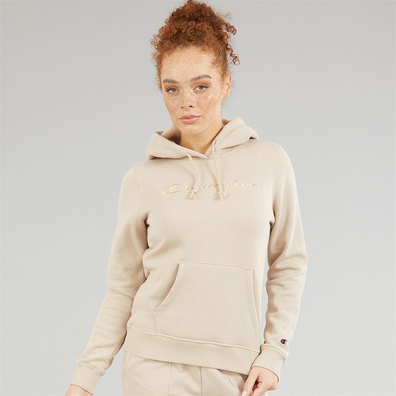 Champion Womens Icons Tonal Logo Hoodie Cream - Image 3