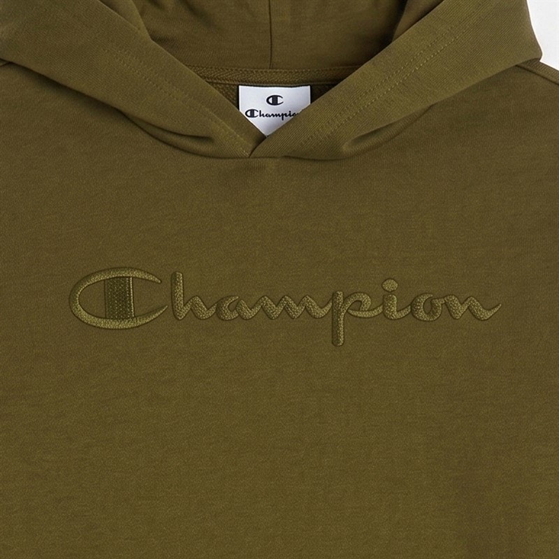 Champion Junior Icons Tonal Logo Hoodie Olive - Image 2