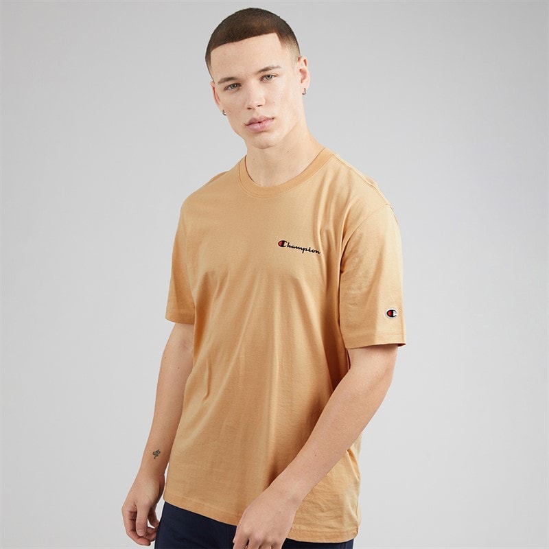 Champion Mens Icons Logo T-Shirt Beige