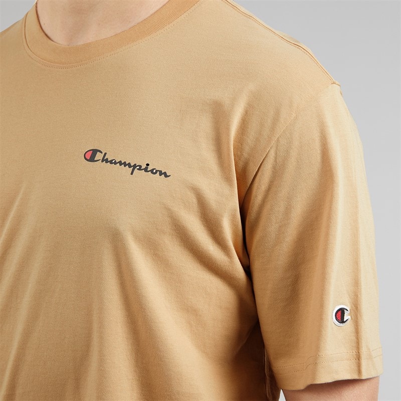 Champion Mens Icons Logo T-Shirt Beige - Image 3