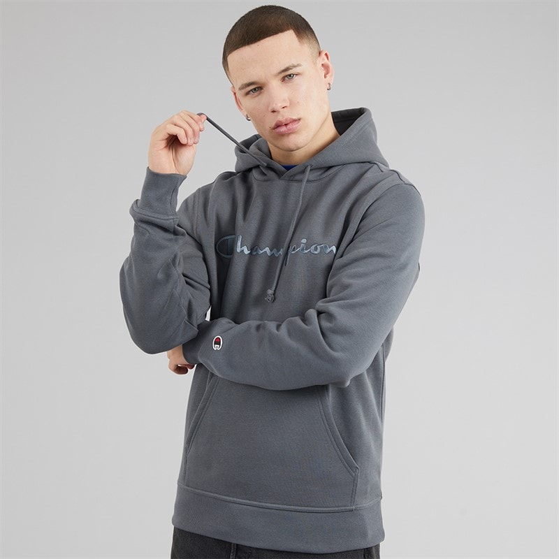 Champion Mens Icons Logo Hoodie Flint Grey