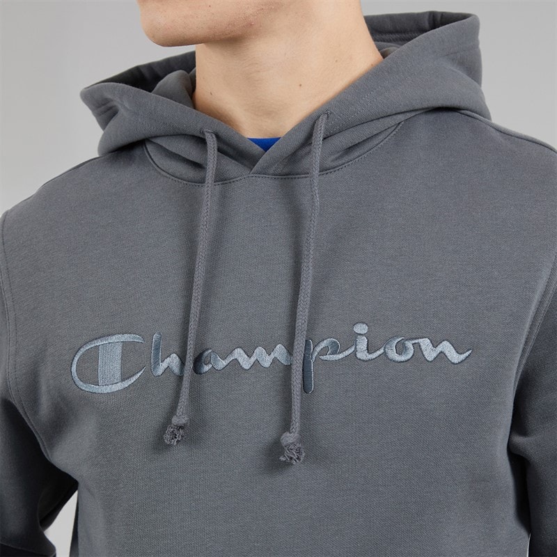Champion Mens Icons Logo Hoodie Flint Grey - Image 3