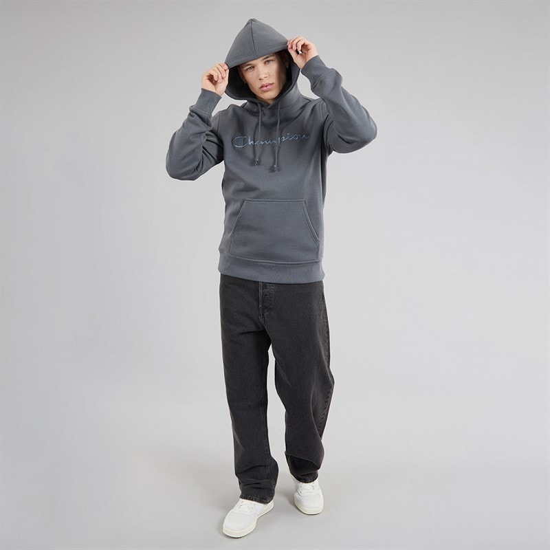Champion Mens Icons Logo Hoodie Flint Grey - Image 4