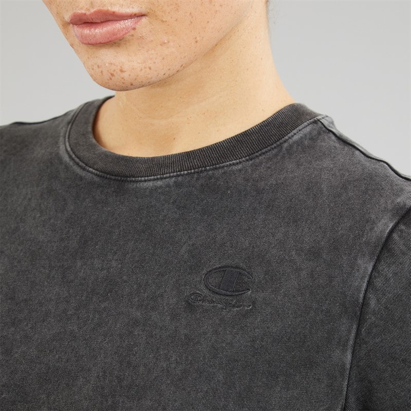 Champion Womens Icons Wash Logo T-Shirt Black - Image 3