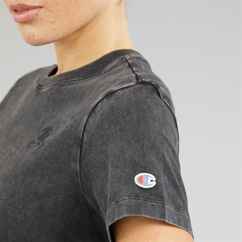Champion Womens Icons Wash Logo T-Shirt Black - Image 5