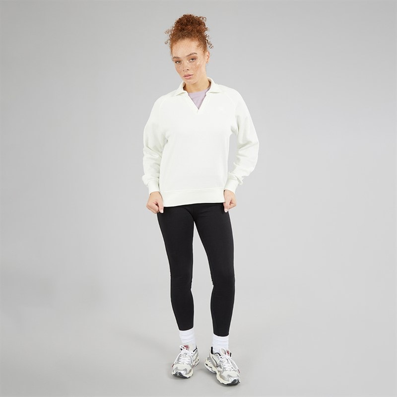 Champion Womens Icons Wash Logo Polo Neck Sweatshirt White - Image 4