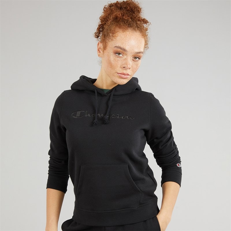 Champion Womens Icons Tonal Logo Hoodie Black - Image 3