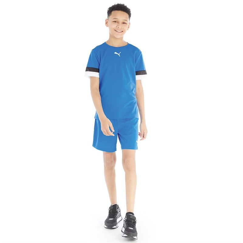 Puma Boys teamRISE Training Shorts Electric Blue Lemonade/Puma White - Image 4