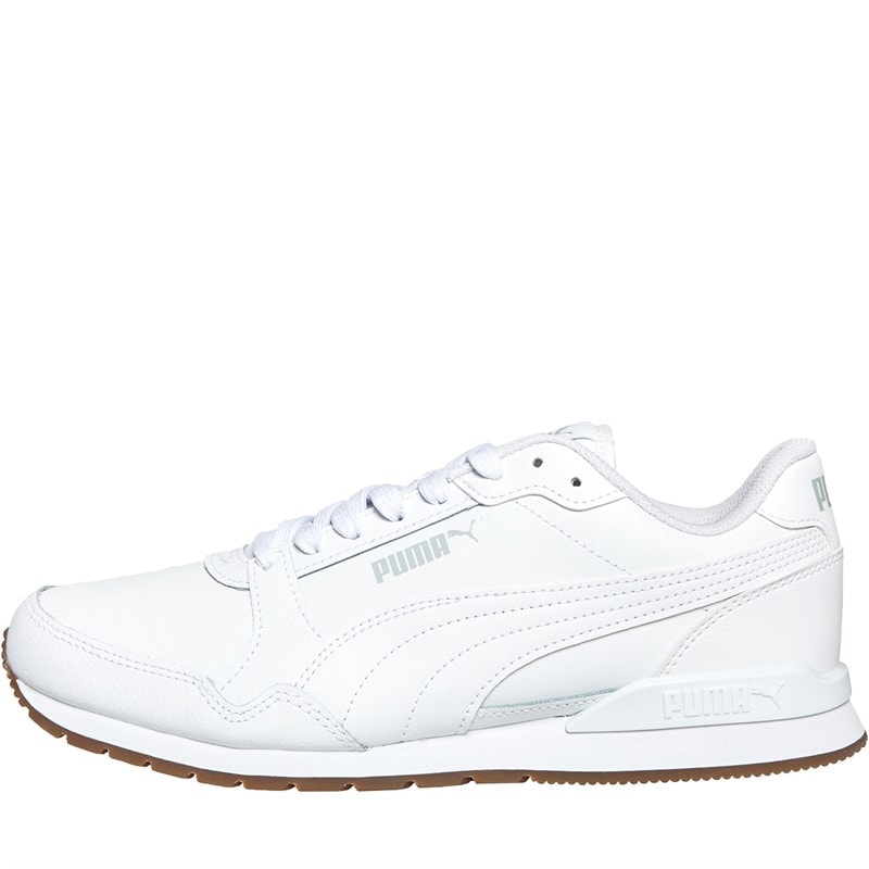 Puma Mens ST Runner V3 Leather Trainers Puma White/Puma White/Gum
