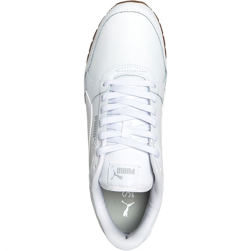 Puma Mens ST Runner V3 Leather Trainers Puma White/Puma White/Gum - Image 4