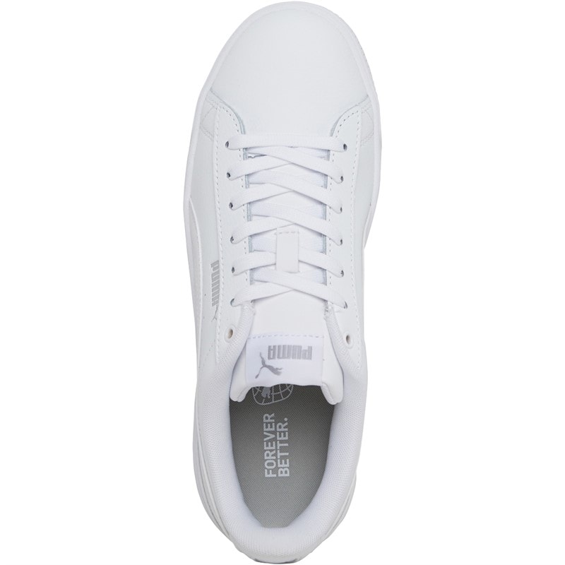 Puma Womens Vikky V3 Leather Trainers White - Image 4