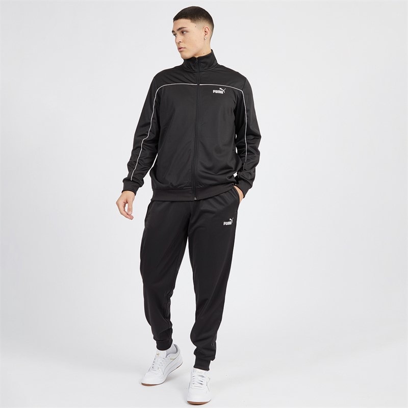 Puma Mens Piping Poly Tracksuit Puma Black - Image 1