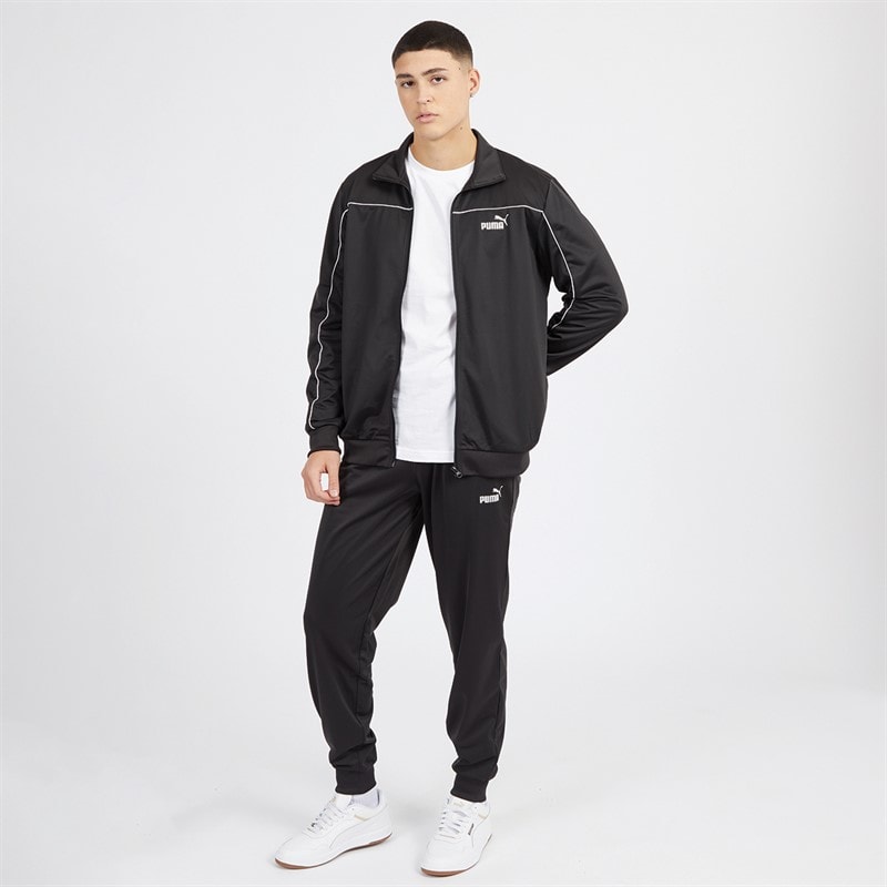 Puma Mens Piping Poly Tracksuit Puma Black - Image 5