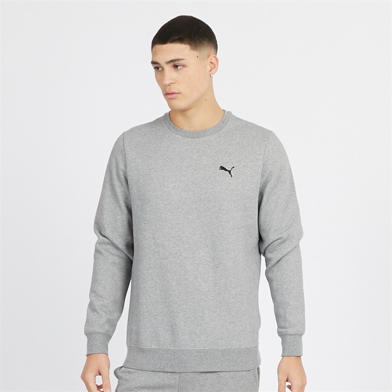 Puma Mens Essentials Small Logo Crew Sweatshirt Medium Gray Heather - Image 1