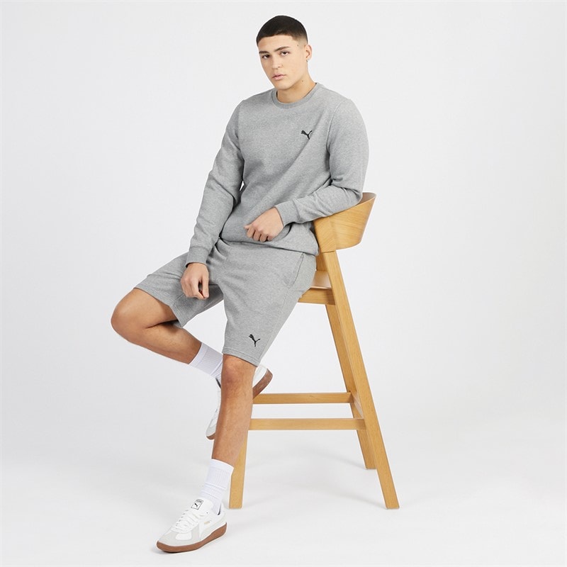 Puma Mens Essentials Small Logo Crew Sweatshirt Medium Gray Heather - Image 3