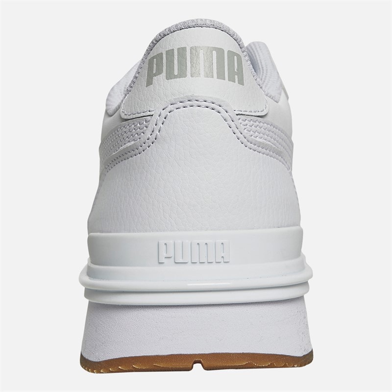 Puma Mens ST Runner V4 Leather Trainers Puma White/Glacial Grey/Gum - Image 3