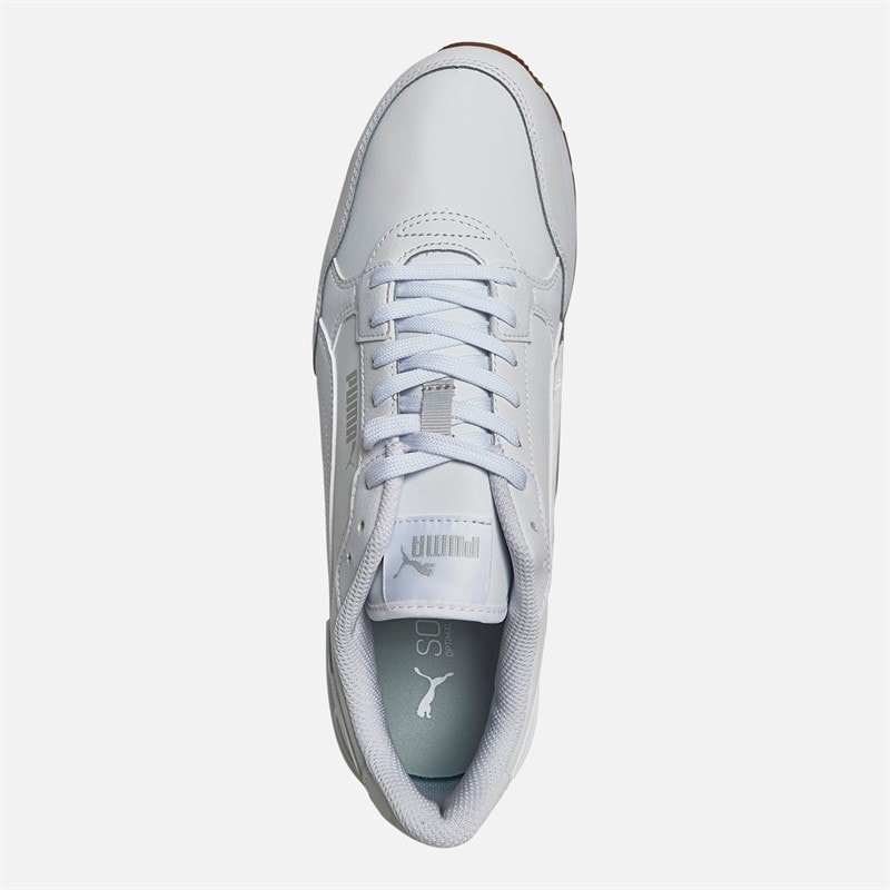 Puma Mens ST Runner V4 Leather Trainers Puma White/Glacial Grey/Gum - Image 4